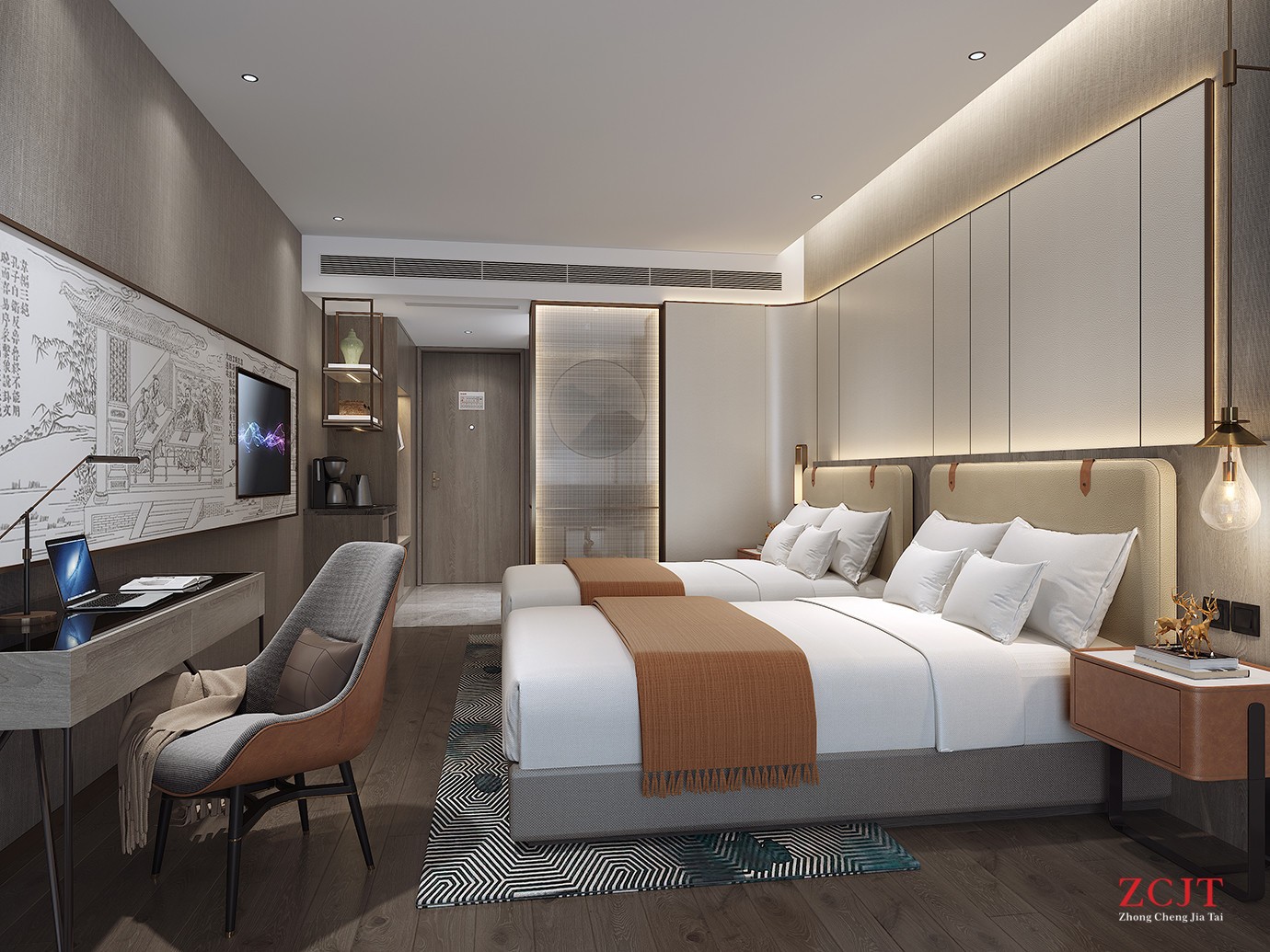 酒店雙人床客房設(shè)計(jì)