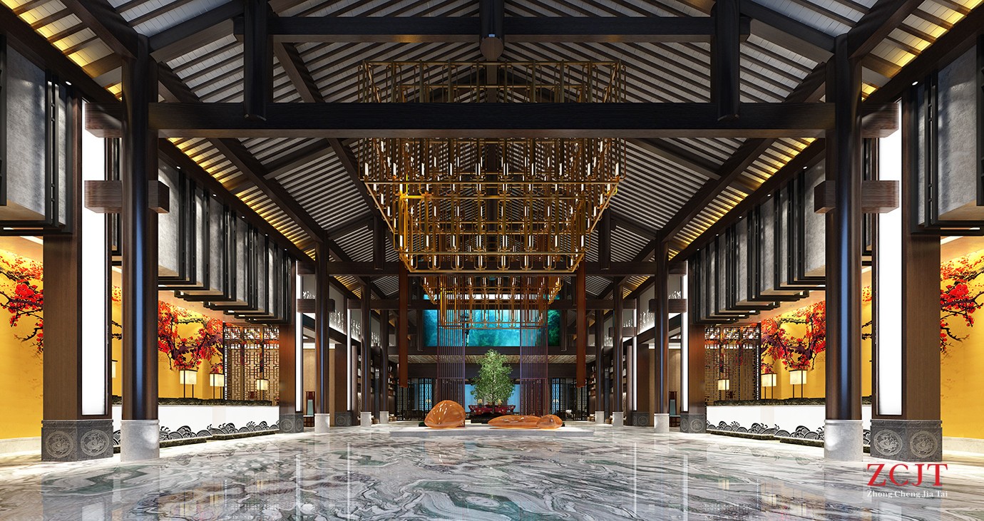 酒店前臺(tái)空間裝飾